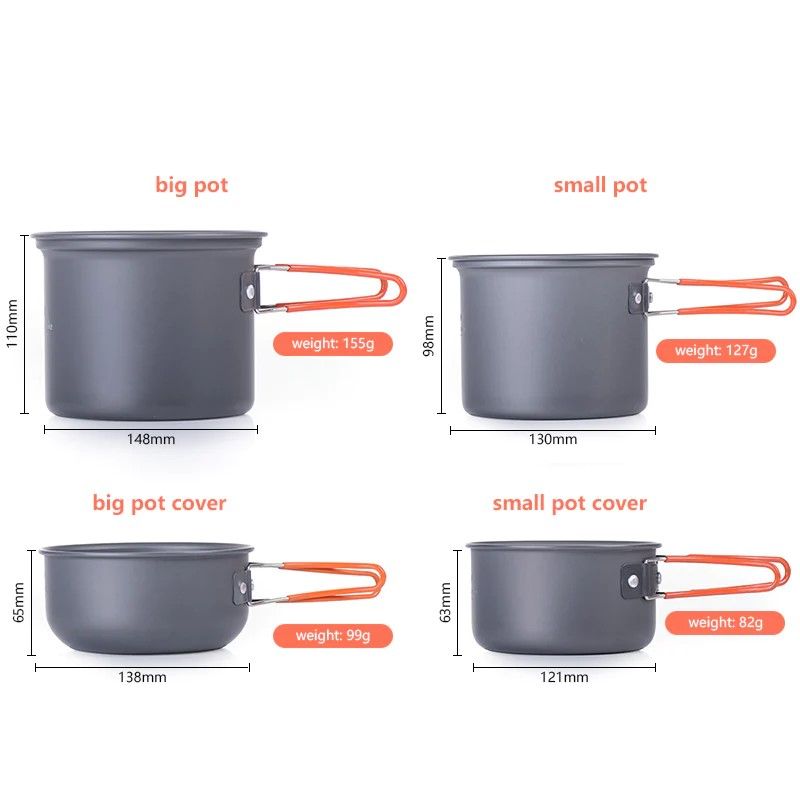 Marmita de campamento - set de 4 ollas + accesorios