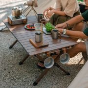 Mesa Plegable de Aluminio Simil Madera