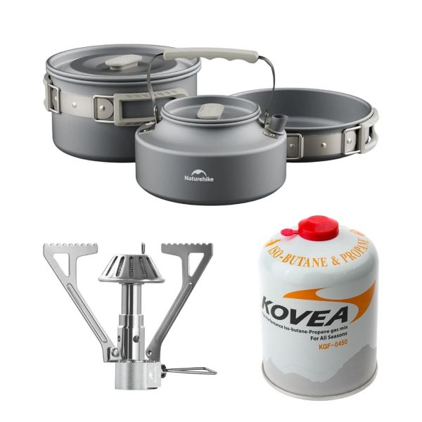 Kit Camping Calentador Portátil + Marmita + Garrafa de Gas 450g