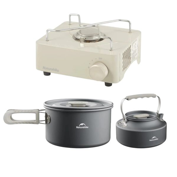Kit Camping Cocina Anafe Portátil + Pava Aluminio + Cacerola Aluminio