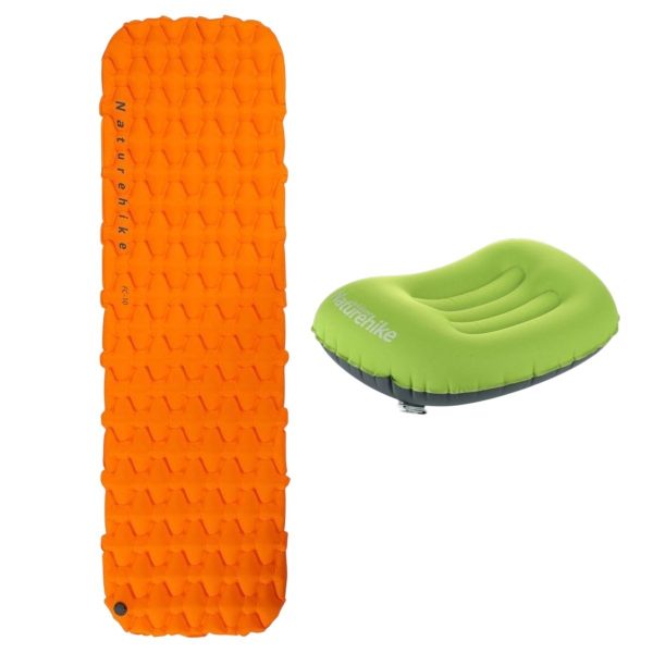 Naturehike KIT Aeros Almohada Inflable Ultraliviana + FC-10 Colchoneta Inflable 6.5 cm