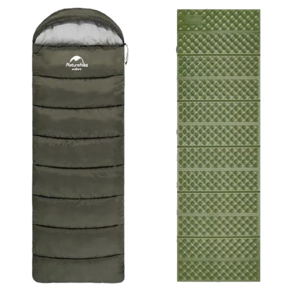 Naturehike KIT Bolsa de Dormir con Capucha U250 (Límite 3°) + Aislante Plegable R2.6