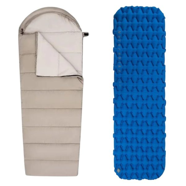 Naturehike KIT Bolsa de Dormir Lavable MS300 (Límite 3°) + Colchoneta Inflable 6.5 cm FC-10