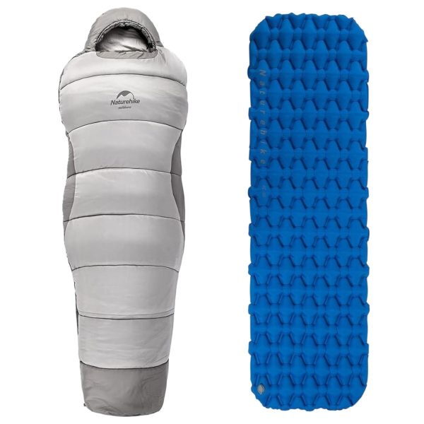 Naturehike KIT Bolsa de Dormir Penguin (Límite 1°) + Colchoneta Inflable 6.5 cm